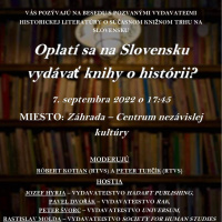 Oplatí sa na Slovensku vydávať knihy o histórii - 7.9.2022 o 17,45 h.