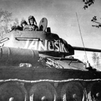 Tank 1. čs. samostatnej  tankovej brigády v ZSSR - T 34 Janošík  .