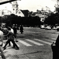 7. Námestie SNP v Bratislave po vpáde vojsk Varšavskej zmluvy do Československa 21. augusta 1968.